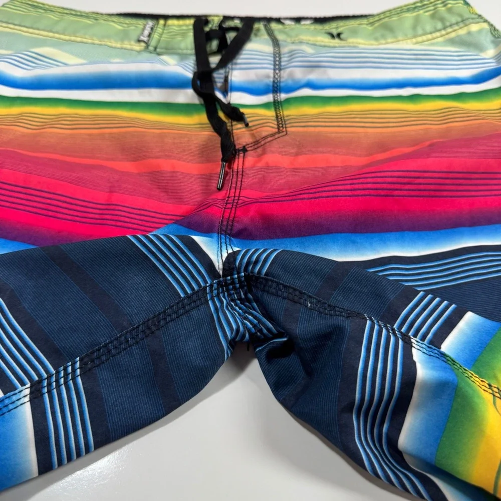 Hurley Striped Board Shorts Swim‎ Trunks Beach Surf Colorful Size 34